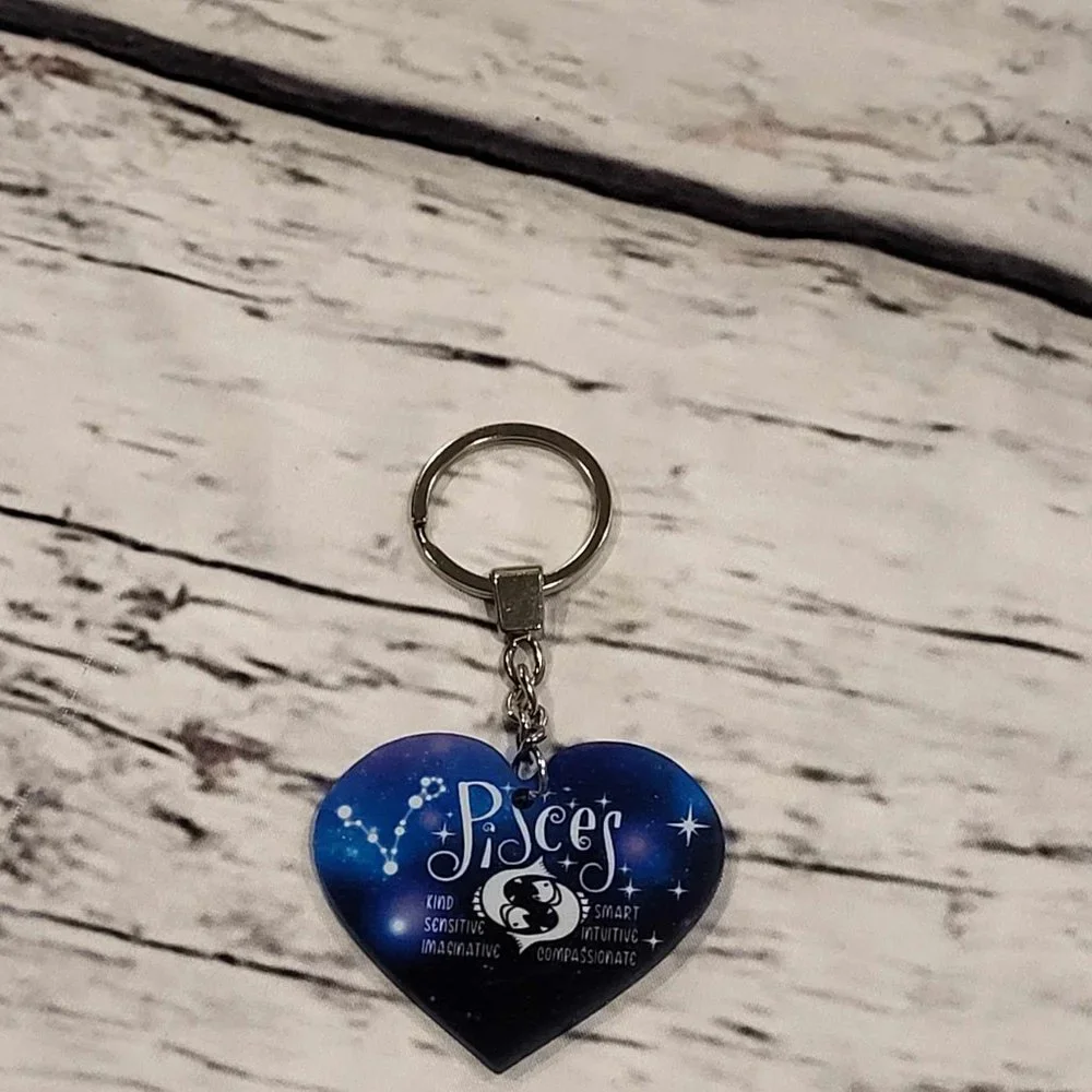 New Zodiac Universe Blue Heart Pisces Keychain